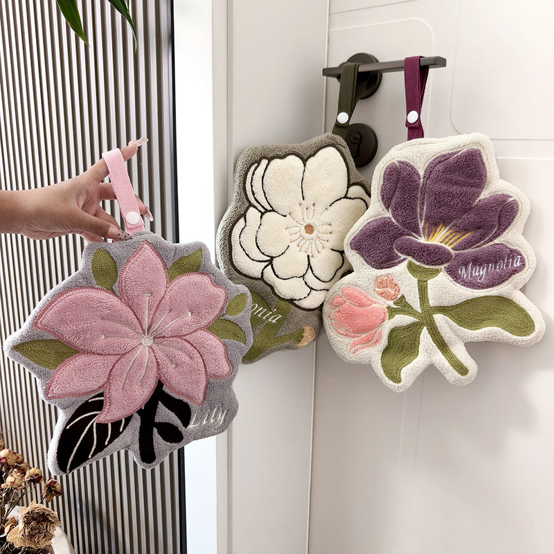 New Flower-Shaped Hand Towel, Hanging Type, for Kitchen and Bathroom, Absorbent, Quick-Drying, Thickened Coral, Teacher's Day Gift Towel New Flower-Shaped Hand Towel, Hanging Type, for Kitchen and Bathroom, Absorbent, Quick-Drying, Thickened Coral, Teacher's Day Gift Towel
