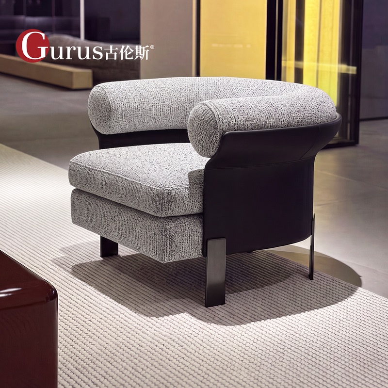 Nordic Mattia Single Sofa Designer Creative Living Room Leisure Chair with Backrest Italian-Style Single Armrest Sofa Stool Nordic Mattia Single Sofa Designer Creative Living Room Leisure Chair with Backrest Italian-Style Single Armrest Sofa Stool