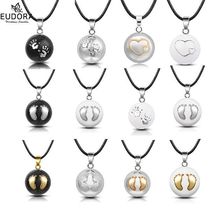 Eudora Baby hands footprint Chime Ball Pendant Necklace Preg