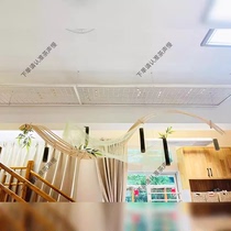 Kindergarten green small fresh natural mesh bamboo raft environmental creation pendant layout classroom hall corridor supplies materials