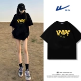 回力 Летняя черная футболка с коротким рукавом, размер, по фигуре