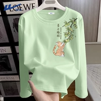 【100% чистый хлопок】 Зеленый лайм (отметка левого плеча для сбора сливовых кошек)