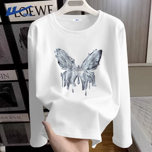 回力 Хлопковая футболка, весенний приятный телу мятный лонгслив, 2025 года, свободный крой