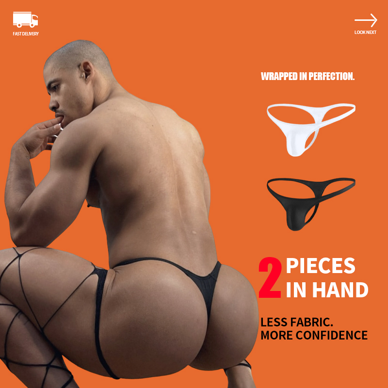 2-Pack of Sexy Low-Rise Thong Underwear for Men, Single Thong, Sexy, Cool, Soft, Breathable T-Pants, U-Convex, Seamless, Trendy 2-Pack of Sexy Low-Rise Thong Underwear for Men, Single Thong, Sexy, Cool, Soft, Breathable T-Pants, U-Convex, Seamless, Trendy