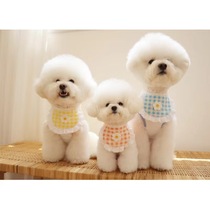 ins cute puppy plaid flower bib pet saliva towel Bichon Teddy Pomeranian bib cat accessories
