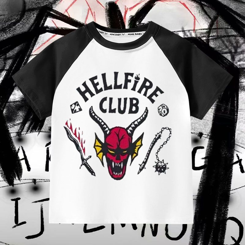 Season 4 Merchandise Hellfire Adult and Children's Club Unisex Printed Short-Sleeve Stranger Things Matching T-Shirt Season 4 Merchandise Hellfire Adult and Children's Club Unisex Printed Short-Sleeve Stranger Things Matching T-Shirt