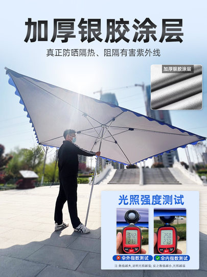 Sonnenschirm, abgeschrägter Regenschirm, Geschäft, kommerzielle Ladenfront, übergroßer Regenschirm, Außenstand, quadratisches, faltbares Dachvordach