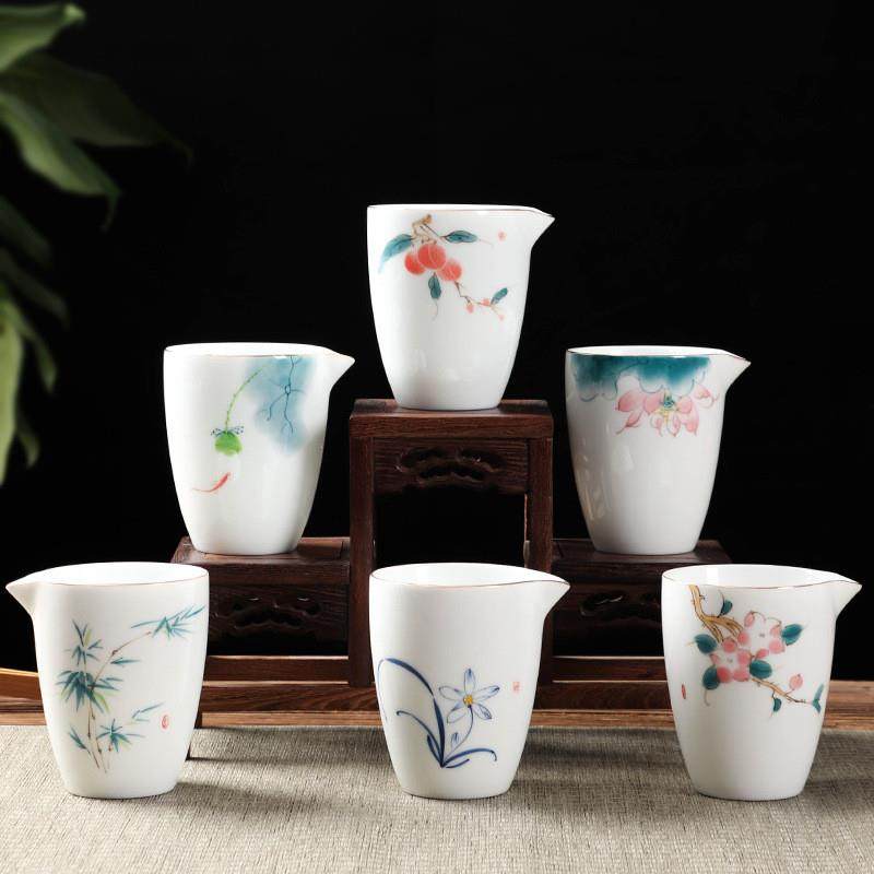 Ceramic Fair Cup Glazed under Painted Sketching Gold Fair Cup tea Tea Ware Tea Set Accessories Tea Sea Single Small Sub-Tea Instrumental-Taobao