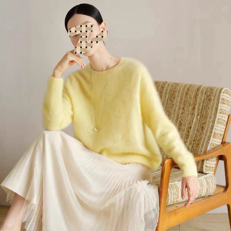 [Wenwen Recommends] (Length 63 cm) 3179 High-End Round-Neck Pullover Knit Top