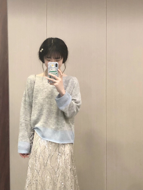 Zssyier2024 Spring New Model Sparkling Silver Sequined A-Line Stunning Fishtail Long Skirt Zssyier2024 Spring New Model Sparkling Silver Sequined A-Line Stunning Fishtail Long Skirt