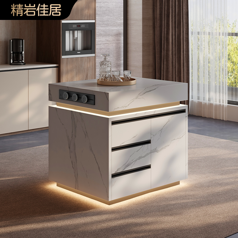 宝格丽岩板岛台柜：可移动厨房c位神器！小户型逆袭高级感全靠它？ 岛台 淘宝好物网 