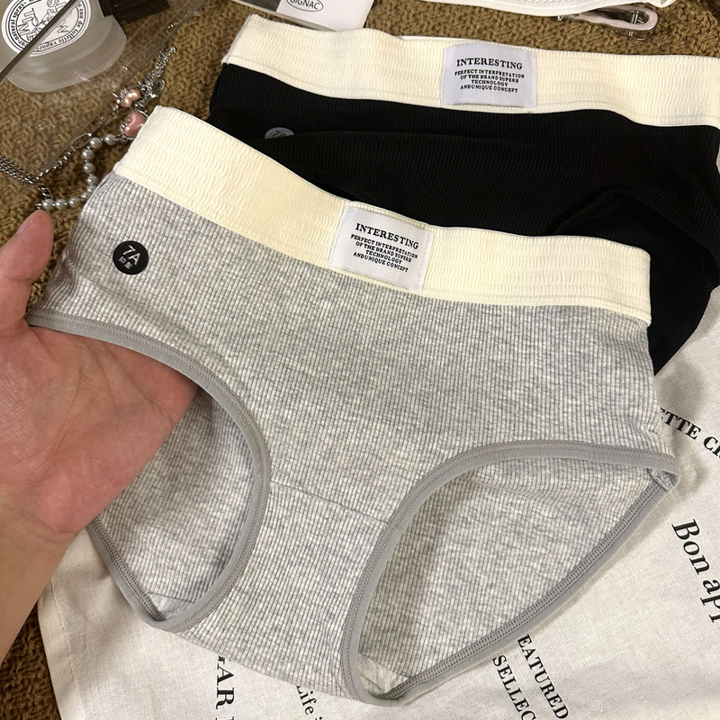 Casual Threaded Pure Cotton Women's Underwear with Crotch Covering and Hip-Hugging Skin-Friendly Briefs 2026 Spring and Summer New Fashion Sports Style