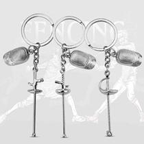 Creative small gift fencing keychain pendant Paris sports souvenir foil saber epee sports small pendant