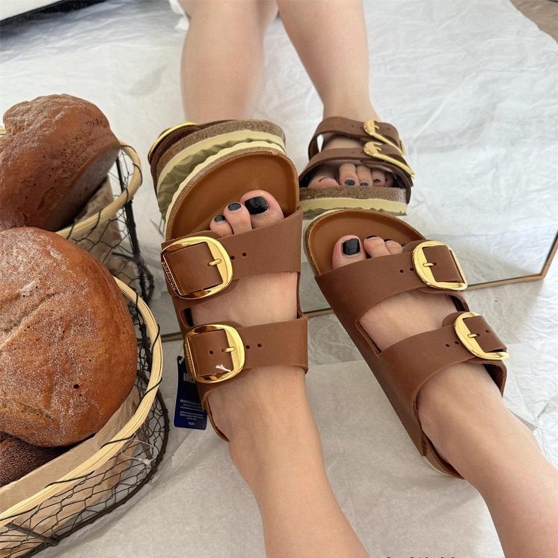 *In Stock* Birkenstock Arizona Raffia Woven Leather Slide Sandals