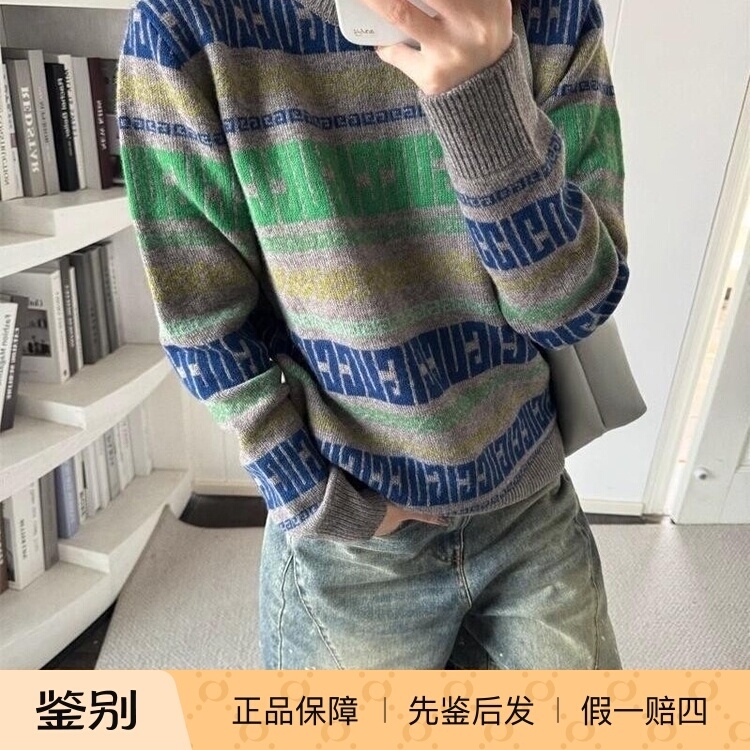 *In Stock* Ss25 Gucci Logo Letter-Printed Round-Neck Pullover Knit Sweater Top
