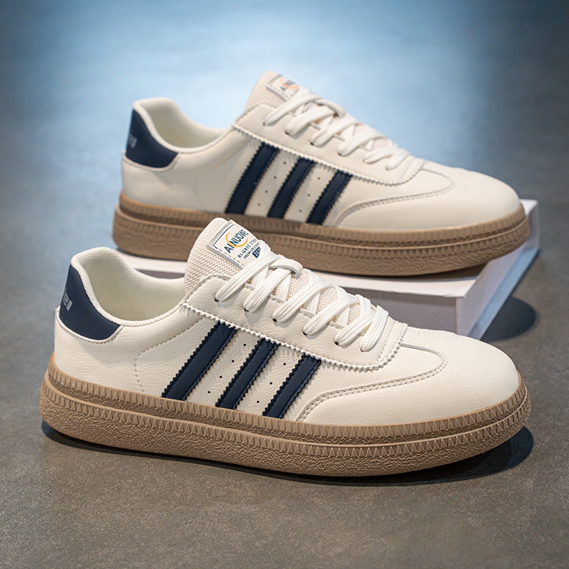 2025 New Forrest Gump Shoes Men's Spring Casual Sports Men's Shoes Leather Shoes Men's Moral Training Shoes Three Stripes White Shoes