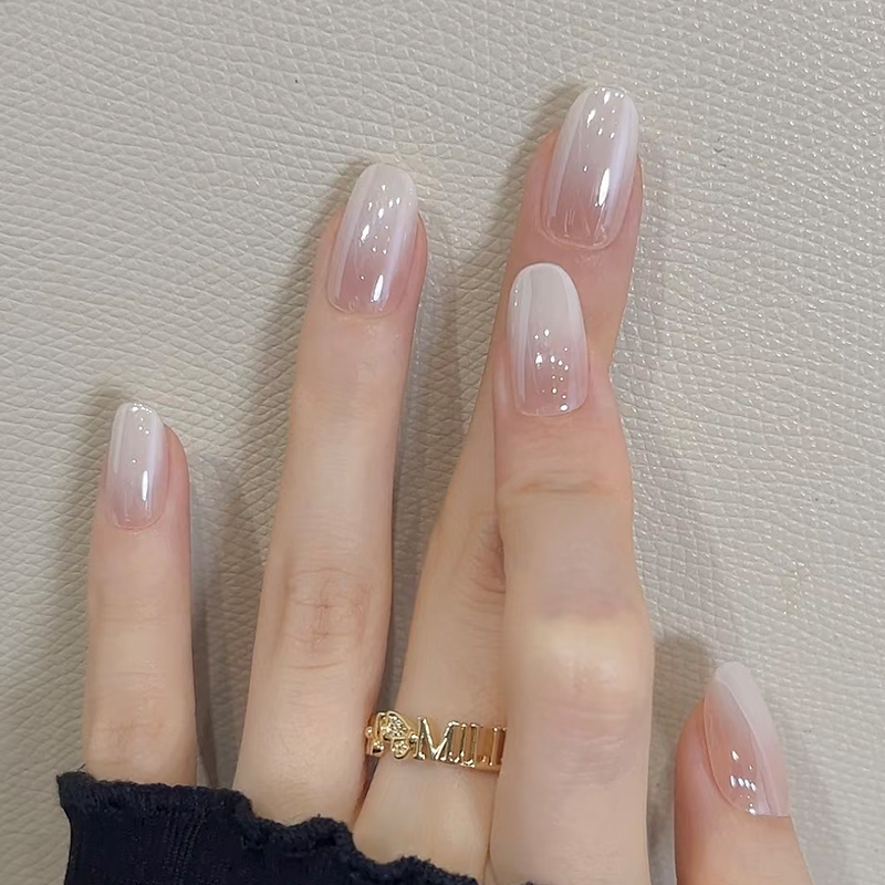 2026 New Handmade Wearable Nails Nude Color Milky White Gradient Hailey Manicure Pure Desire Whitening Short Almond Nails 2026 New Handmade Wearable Nails Nude Color Milky White Gradient Hailey Manicure Pure Desire Whitening Short Almond Nails