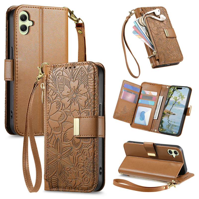 Embossed Flip-Top Buckle Leather Case for Apple 17 Pro Max Phone Case Business iPhone 16 Protective Case 15 Pro High-End Crossbody for Girls 14 Plus Vintage Luxury High-Grade 12 Wrist Strap 13