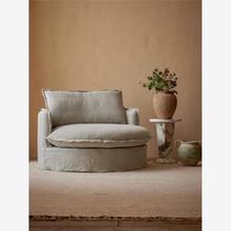 Nordic fully removable and washable linen single negotiation wabi-sabi style American retro B&B hotel simple single sofa chair