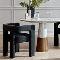 Nordic ins designer dining chair wabi-sabi style home backrest leisure chair medieval simple modern lamb velvet dining chair