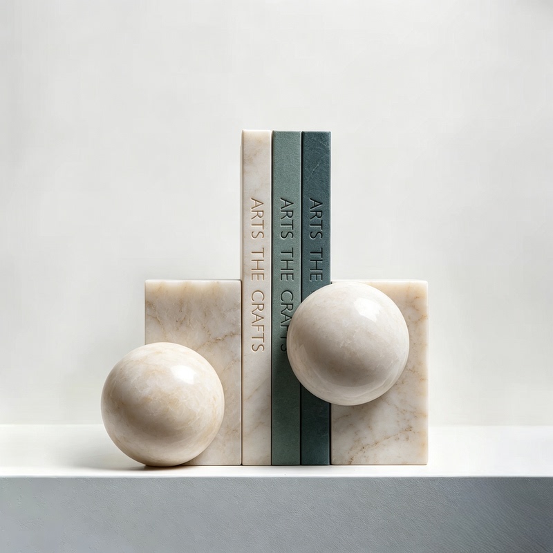 Creative Marble Geometric Irregular Sphere Bookends, Study Room Bookshelf, Yellow Travertine Book Holder, Book Stand Decoration Creative Marble Geometric Irregular Sphere Bookends, Study Room Bookshelf, Yellow Travertine Book Holder, Book Stand Decoration