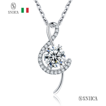 sniica SNICAs new style womens personalized niche versatile sweet 925 silver temperament inlaid pendant necklace 3186