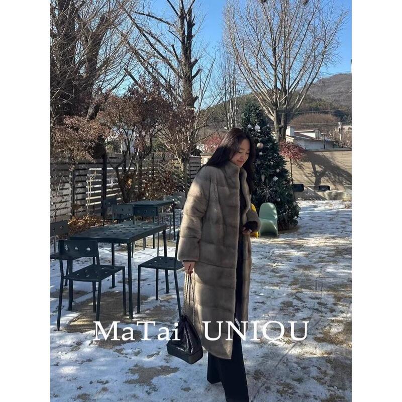 2026 New Imported Velvet Mink Full Mink Young Style Double-Sided Mink Fur Coat for Women over the Knee