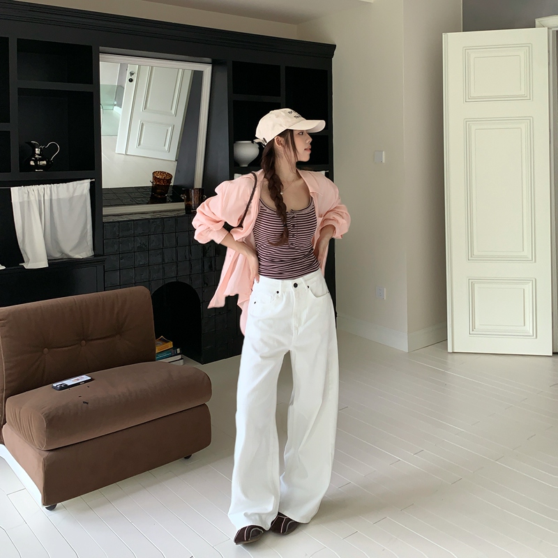 All White White Wide-Leg Jeans for Women 2026 New Style Loose Fit Covering the Hips with a Draping Effect, Lazy Style Scimitar Pants All White White Wide-Leg Jeans for Women 2026 New Style Loose Fit Covering the Hips with a Draping Effect, Lazy Style Scimitar Pants