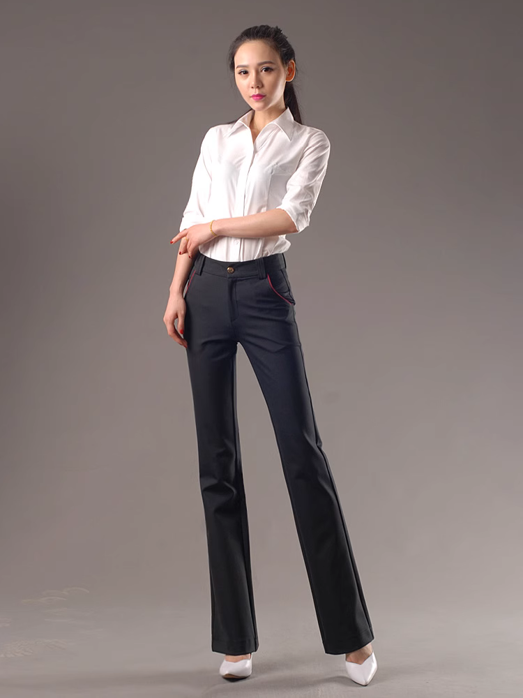 Hide Cyan Micro Laserpants Woman Autumn Winter New Western Dress Pants Advanced Sense Straight Drum Pants slim and high waist pro Western pants-Taobao