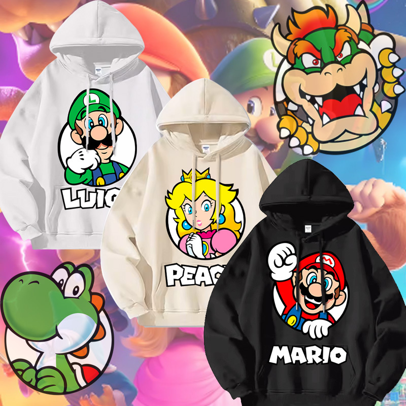 Super Mario Co-Branded Fleece Sweatshirt for Men, Autumn Peach Princess Peach Merchandise Clothing, Children's Jacket