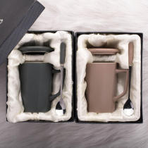 Mug lid high-looking creative dust-proof high-looking couple ceramic mug with lid spoon pair creative boy style