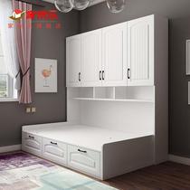 1 2-meter childrens bed tatami integrated set single bedroom with wardrobe side cabinet bed multi-functional furniture