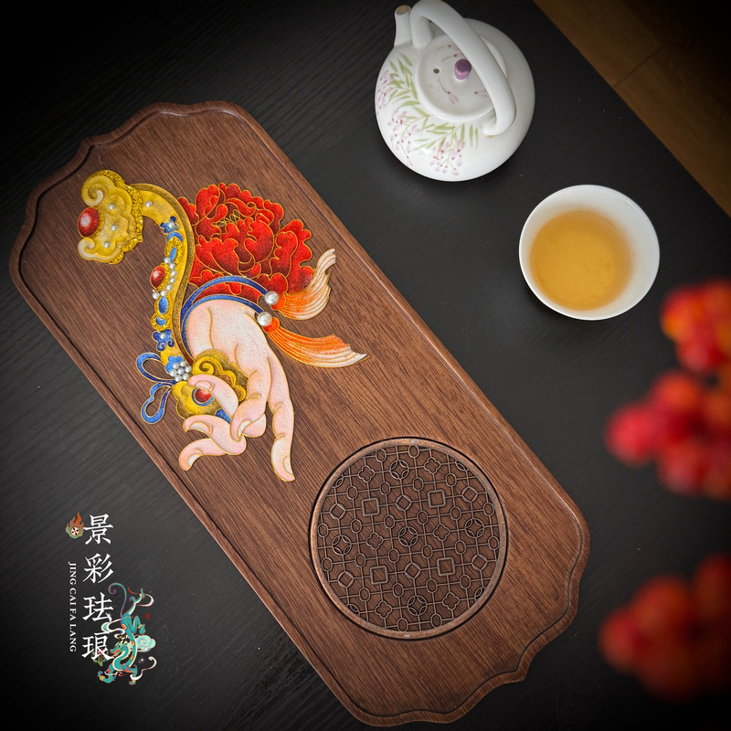 High-End Original Craftsmanship, Intangible Cultural Heritage, Cloisonné Filigree Enamel Tea Tray Ornament, Handmade DIY Materials