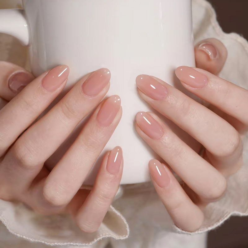 Beautiful Summer Refreshing Almond-Shaped Manicure, Same Style as Huan Huan, Elegant Handmade Press-On Nails, Bride's Hydrating Wedding Nails, Short