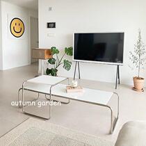 Nordic minimalist designer second-hand stainless steel coffee table Lazio coffee table coffee side table low table square set table