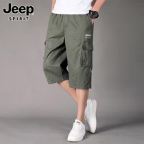 Jeep Jeep three-point casual pants mens summer new loose straight sports pants trendy brand pure cotton shorts men