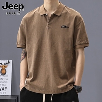 Jeep Jeep short-sleeved T-shirt mens summer sports and leisure tops trendy retro cotton polo shirt mens style