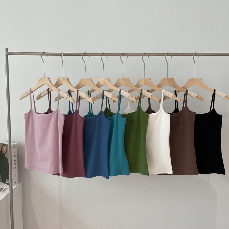 French-Style New Cotton Ribbed Square-Neck Camisole French-Style New Cotton Ribbed Square-Neck Camisole