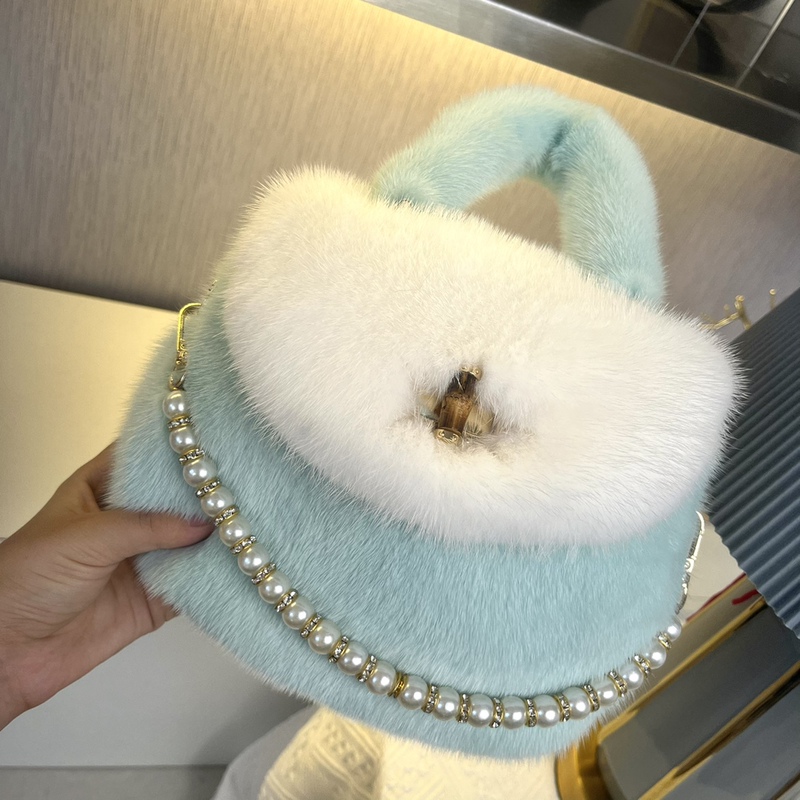 [Price Change Link] Mink Fur Whole Leather Fur Bag High-End Fashion Simple Style Shoulder Bag 2025 New Model
