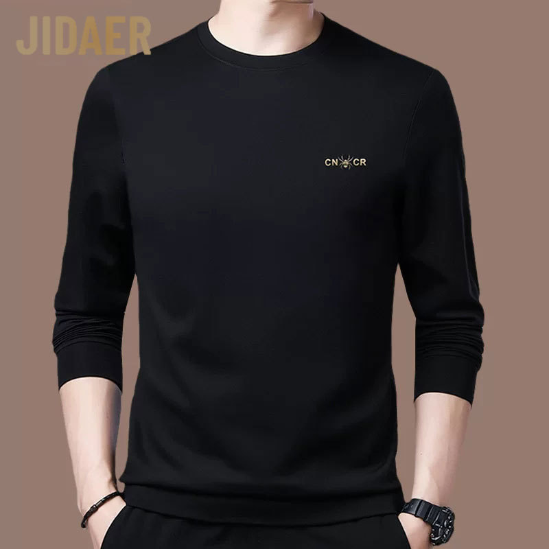 Autumn High-End Goose down Crew Neck Long-Sleeve T-Shirt New Loose Fit Plus-Size Fleece Sweatshirt Men's Trendy Top Autumn High-End Goose down Crew Neck Long-Sleeve T-Shirt New Loose Fit Plus-Size Fleece Sweatshirt Men's Trendy Top