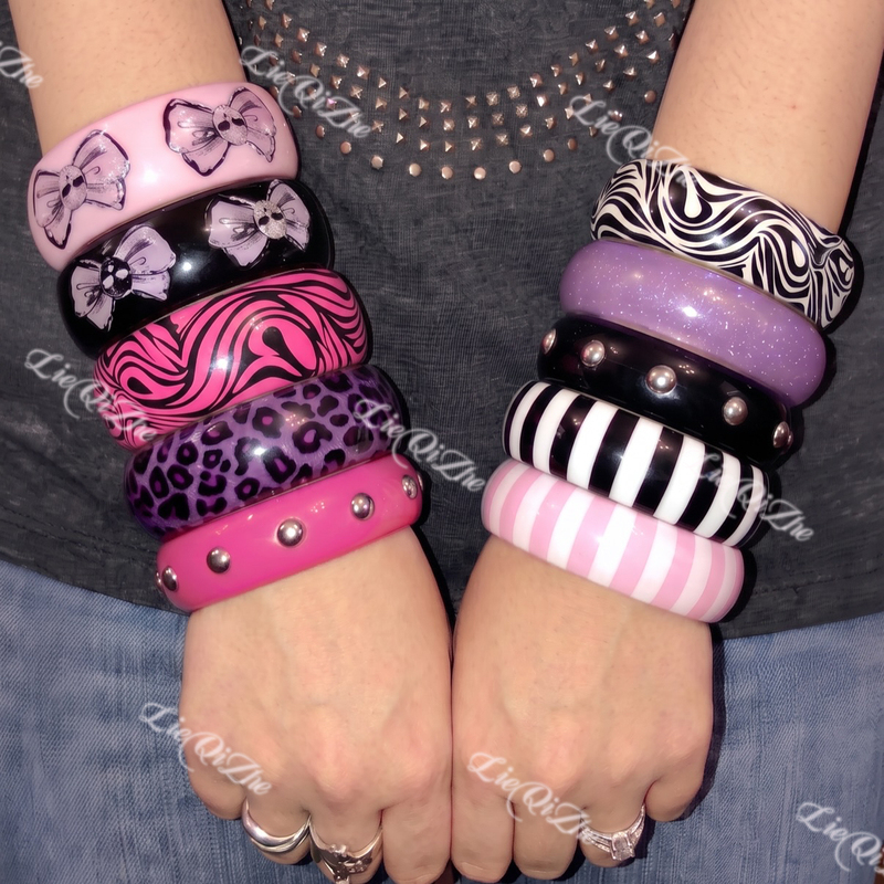 European and American Style Y2K Millennium Hot Girl 2000S Cross-Border Multi-Color Printed Resin Bracelet ins Colorful Bracelet Bangle European and American Style Y2K Millennium Hot Girl 2000S Cross-Border Multi-Color Printed Resin Bracelet ins Colorful Bracelet Bangle