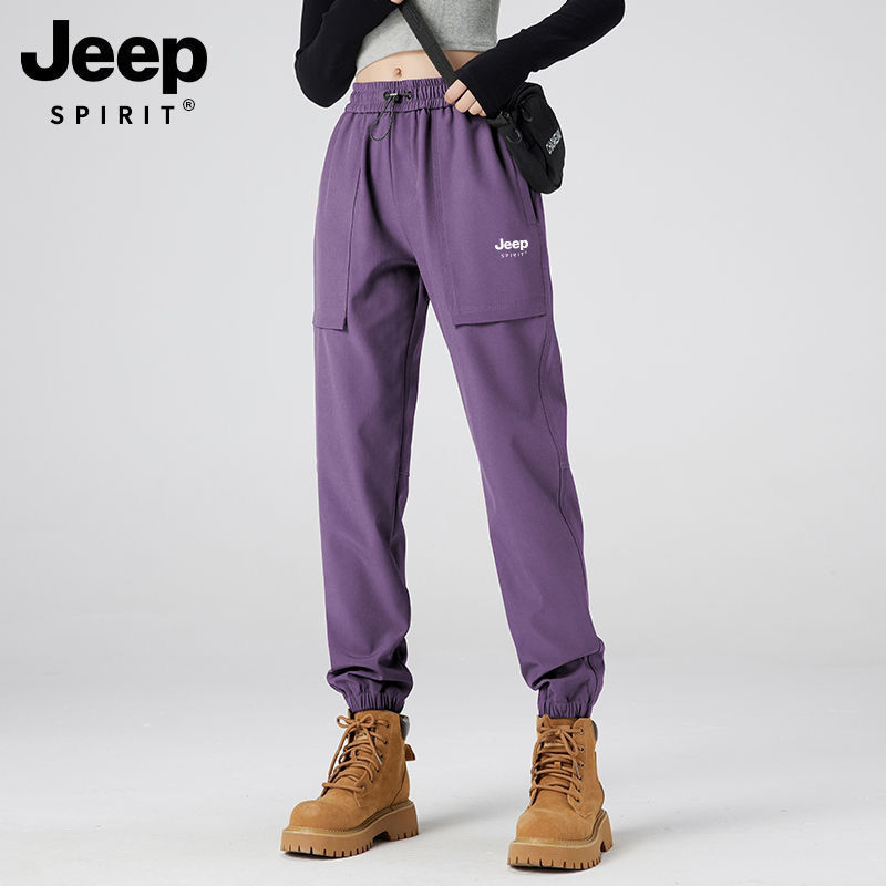 Jeep Outdoor Softshell Sports Pants for Spring and Autumn, Windproof, Waterproof, Fleece-Lined Work Pants, Casual