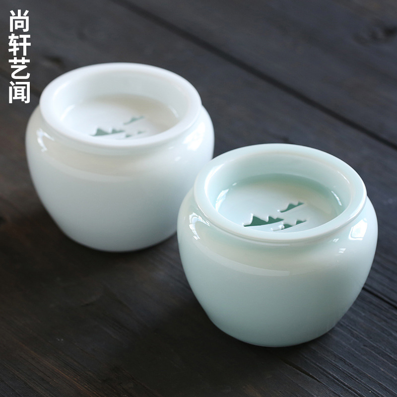 Jade Clay Shadow White China White Porcelain Tea Wash With Lid Small Water Meng Ceramic Dry Tea Art Construction Water Kongfu Tea Road Accessories-Taobao