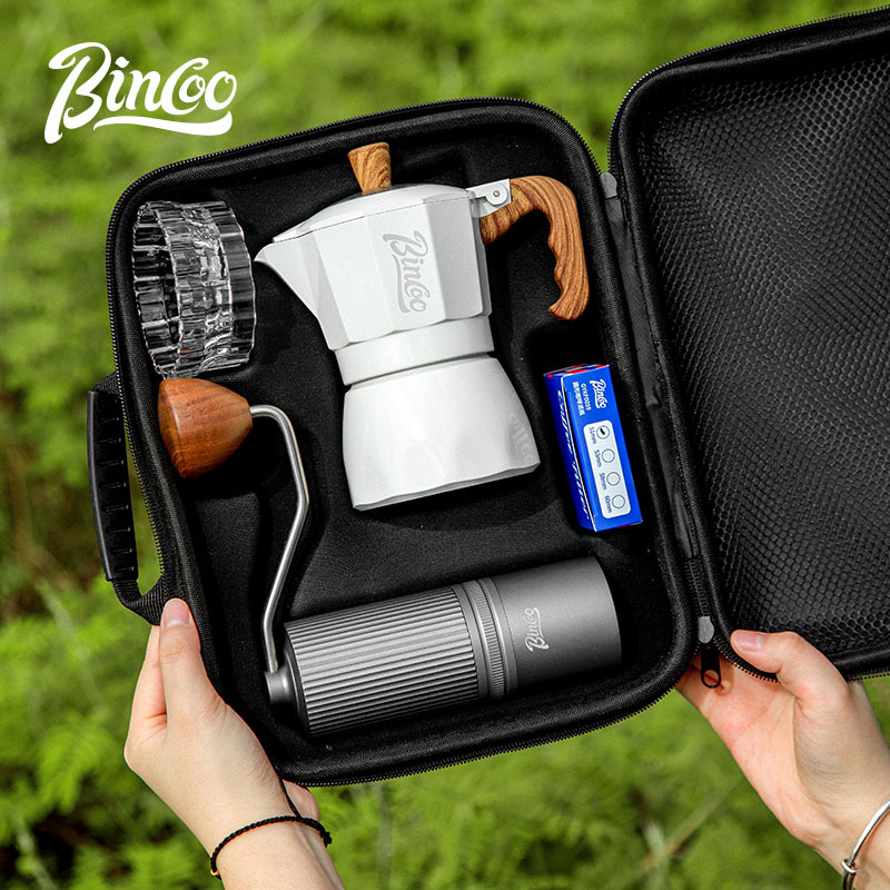 Bincoo Moka Pot Outdoor Set Small Camping Espresso Coffee Maker Portable Bag Storage Travel Complete Set