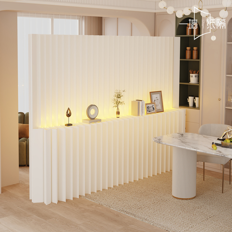 Folding Screen Partition for Office and Living Room, Movable Luminous Background Wall, Fake Wall, One-To-Two Partition Wall, No Drilling Required