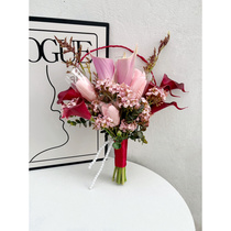 New Chinese style wedding bridal fan with bouquets Xiuhe morning robe photo fan certificate registration photo simulation flower fan