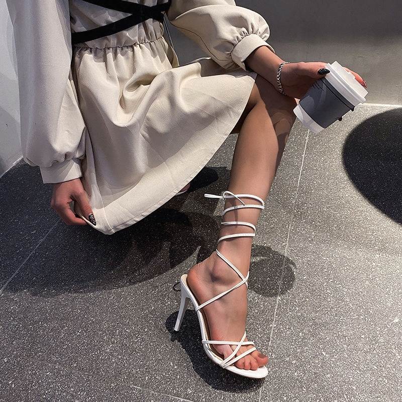 High Heels, Stiletto, Roman Style, Women's 2026, Lace-Up, New, Sexy, Dongdaemun Sandals, Thin Strap, Thong, Summer, Korean Women's Fashion