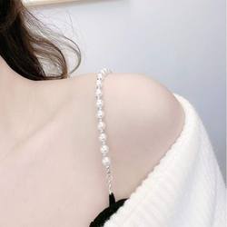 Lobster clasp pearl suspender chain shoulder strap transparent invisible rhinestone detachable and adjustable beautiful back sexy bra tube top