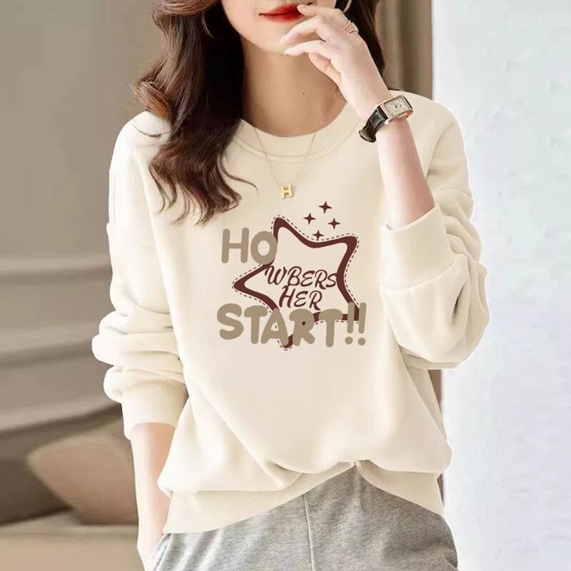 Big Brand Jimo Launches New Pure Cotton Sweatshirt for Women, Autumn and Winter, Petite Size, Inner Layer with Fleece, Casual Loose Fit, Popular Jacket