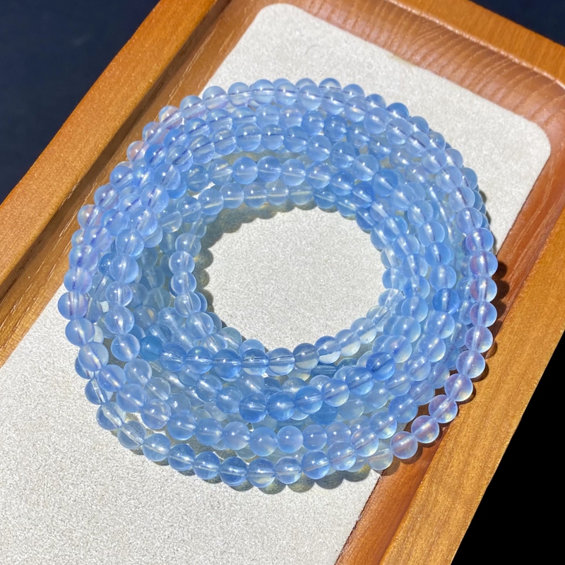 Natural Aquamarine Multi-Circle Bracelet for Women, Baby Blue Ice Type Glacier Blue Aquamarine Three-Circle Bracelet, One Item One Picture Natural Aquamarine Multi-Circle Bracelet for Women, Baby Blue Ice Type Glacier Blue Aquamarine Three-Circle Bracelet, One Item One Picture